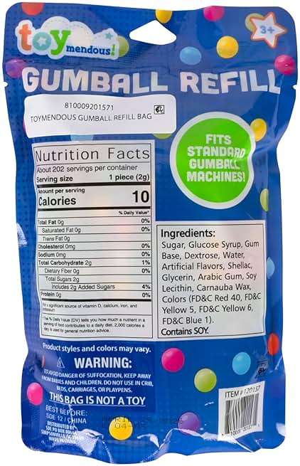 Toymendous Gumballs for Gumball Machine, 15oz Assorted Chewing Gum Fruit Flavored Bubble Gum, Gluten Free, 193 pieces - Image 7