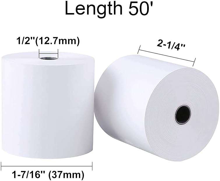 (50 Rolls) LabelMore 2 1/4" X 50' Thermal Paper Rolls, Credit Card Paper Rolls Thermal, Cash Register Roll, Premium Pos Thermal Printer Paper - Image 3