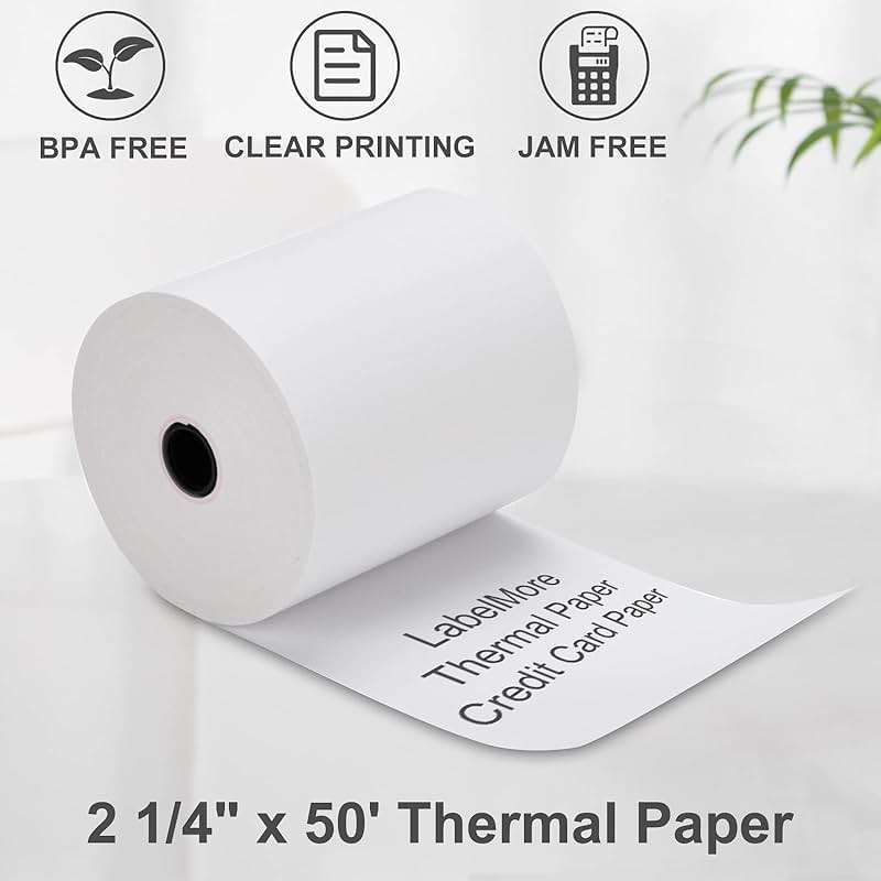 (50 Rolls) LabelMore 2 1/4" X 50' Thermal Paper Rolls, Credit Card Paper Rolls Thermal, Cash Register Roll, Premium Pos Thermal Printer Paper - Image 4