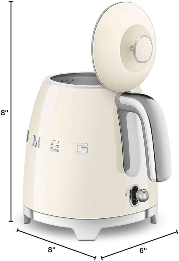 SMEG Mini 50's Retro Style 3 Cup Electric Kettle with Double Wall Anti Slip Base and Water Level Indicator (Cream) - Image 2