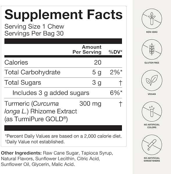 HumanN Turmeric Chews Supplement – Clinically Studied High Absorption Curcumin Complex - Orange Citrus Flavor – from SuperBeets Makers – Joint Health – 30 Count - Image 4