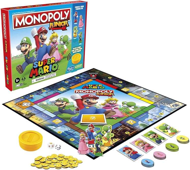 Monopoly Junior Super Mario Edition Board Game, Fun Kids' Ages 5 and Up, Explore The Mushroom Kingdom as Mario, Peach, Yoshi, or Luigi (Amazon Exclusive) - Image 17