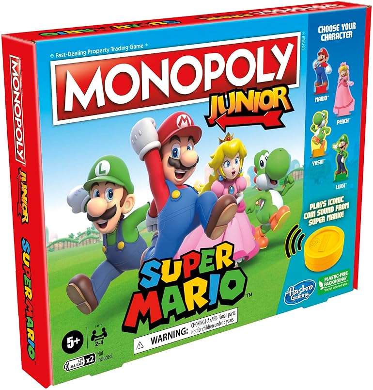 Monopoly Junior Super Mario Edition Board Game, Fun Kids' Ages 5 and Up, Explore The Mushroom Kingdom as Mario, Peach, Yoshi, or Luigi (Amazon Exclusive) - Image 18