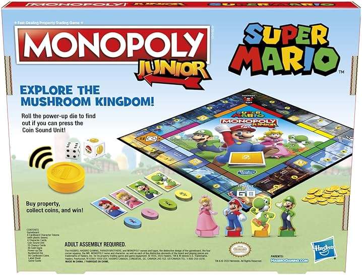 Monopoly Junior Super Mario Edition Board Game, Fun Kids' Ages 5 and Up, Explore The Mushroom Kingdom as Mario, Peach, Yoshi, or Luigi (Amazon Exclusive) - Image 19