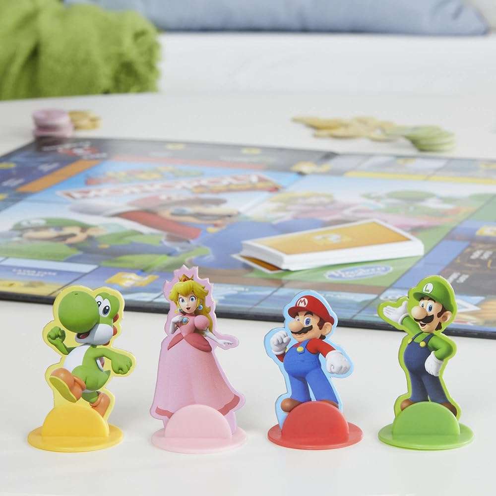 Monopoly Junior Super Mario Edition Board Game, Fun Kids' Ages 5 and Up, Explore The Mushroom Kingdom as Mario, Peach, Yoshi, or Luigi (Amazon Exclusive) - Image 6