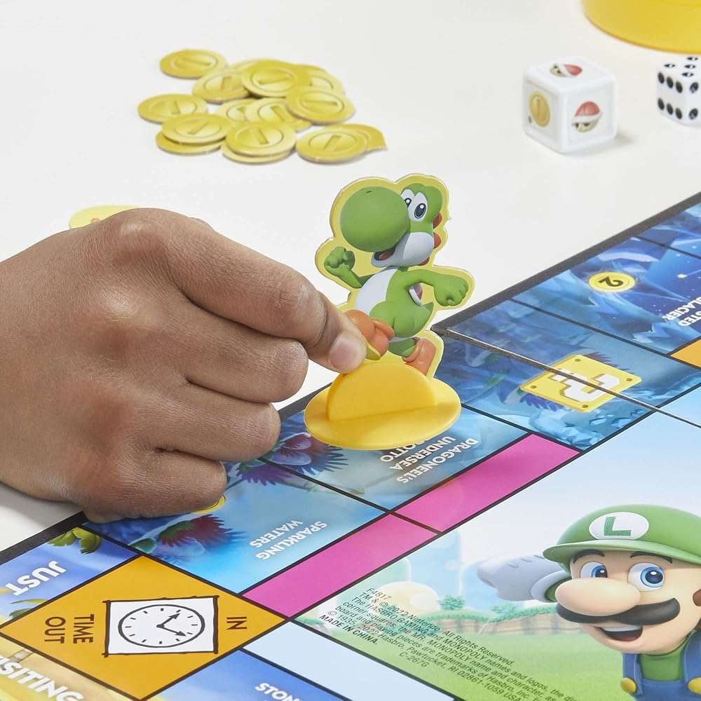 Monopoly Junior Super Mario Edition Board Game, Fun Kids' Ages 5 and Up, Explore The Mushroom Kingdom as Mario, Peach, Yoshi, or Luigi (Amazon Exclusive) - Image 8