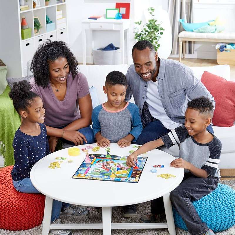 Monopoly Junior Super Mario Edition Board Game, Fun Kids' Ages 5 and Up, Explore The Mushroom Kingdom as Mario, Peach, Yoshi, or Luigi (Amazon Exclusive) - Image 9
