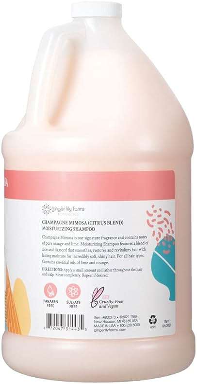 Ginger Lily Farms Botanicals Moisturizing Shampoo for All Hair Types, Champagne Mimosa, 100% Vegan & Cruelty-Free, Citrus Blend Scent, 1 Gallon (128 fl oz) Refill - Image 2