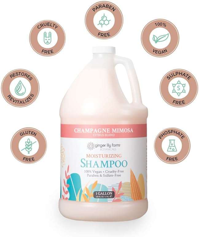 Ginger Lily Farms Botanicals Moisturizing Shampoo for All Hair Types, Champagne Mimosa, 100% Vegan & Cruelty-Free, Citrus Blend Scent, 1 Gallon (128 fl oz) Refill - Image 4