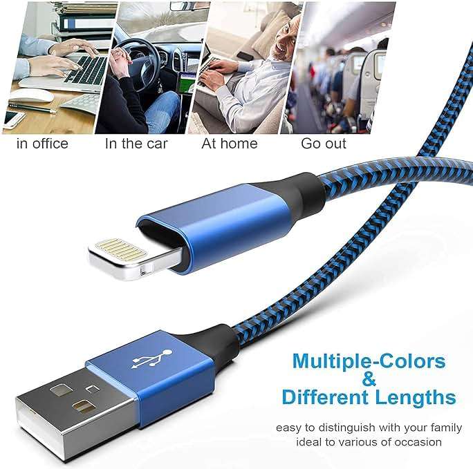 [Apple MFi Certified] 6Pack 3/3/6/6/6/10 FT iPhone Charger Nylon Braided Fast Charging Lightning Cable Compatible iPhone 14 Pro/13 mini/13/12/11 Pro MAX/XR/XS/8/7/Plus/6S/SE/iPad - Image 5