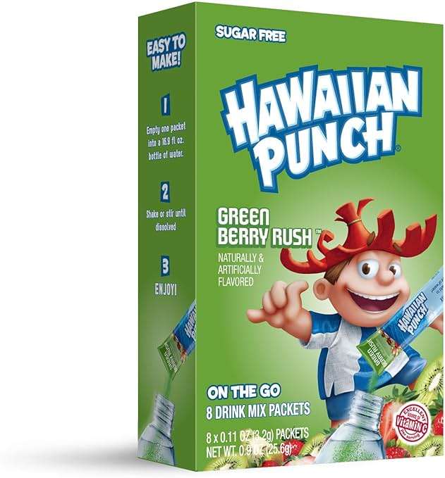 Hawaiian Punch Powder Drink Mix – Sugar Free & Delicious, Excellent source of Vitamin C (Green Berry Rush, 96 Sticks) - Image 3