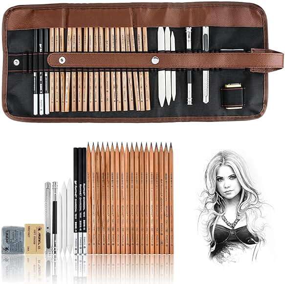 YunQiDeer Drawing Pencils, Art Supplies Sketch Pencils Kit for Kids Adults, Professional Charcoal Sketching Graphite Art Pencils Set - Image 1