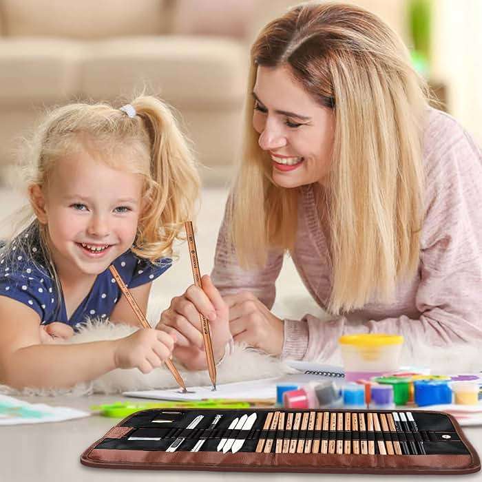 YunQiDeer Drawing Pencils, Art Supplies Sketch Pencils Kit for Kids Adults, Professional Charcoal Sketching Graphite Art Pencils Set - Image 2