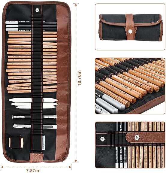 YunQiDeer Drawing Pencils, Art Supplies Sketch Pencils Kit for Kids Adults, Professional Charcoal Sketching Graphite Art Pencils Set - Image 3