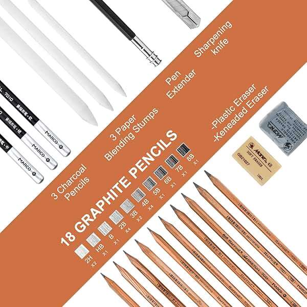 YunQiDeer Drawing Pencils, Art Supplies Sketch Pencils Kit for Kids Adults, Professional Charcoal Sketching Graphite Art Pencils Set - Image 4