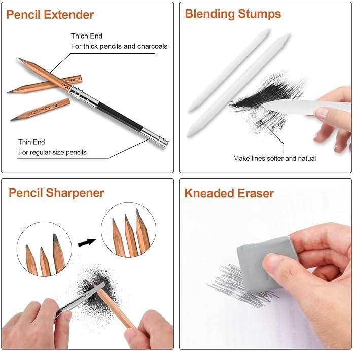 YunQiDeer Drawing Pencils, Art Supplies Sketch Pencils Kit for Kids Adults, Professional Charcoal Sketching Graphite Art Pencils Set - Image 6
