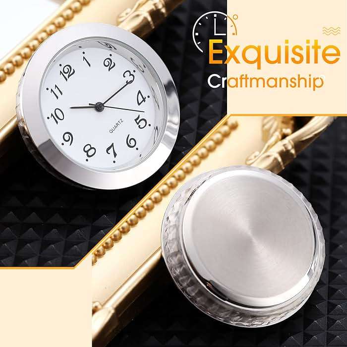 Outus 2 Pack 1-7/16 Inch Round Clock Insert Face Metal Wall Clock with Arabic Numerals Easy to Read Gold and Silver Bezel for Home Office - Image 5