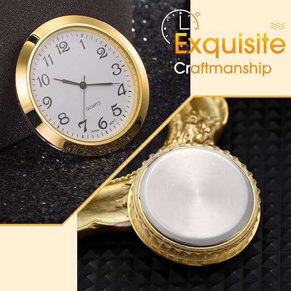 Outus 2 Pack 1-7/16 Inch Round Clock Insert Face Metal Wall Clock with Arabic Numerals Easy to Read Gold and Silver Bezel for Home Office - Image 7