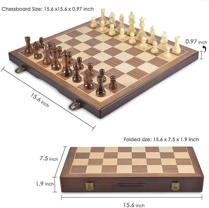 AMEROUS Magnetic Wooden Chess and Checkers Game Set, 15 Inches (2 in 1) Chess Board Games, 2 Extra Queens - Gift Package - Game Pieces Storage Slots, Beginner Chess Set for Kids, Adults - Image 2