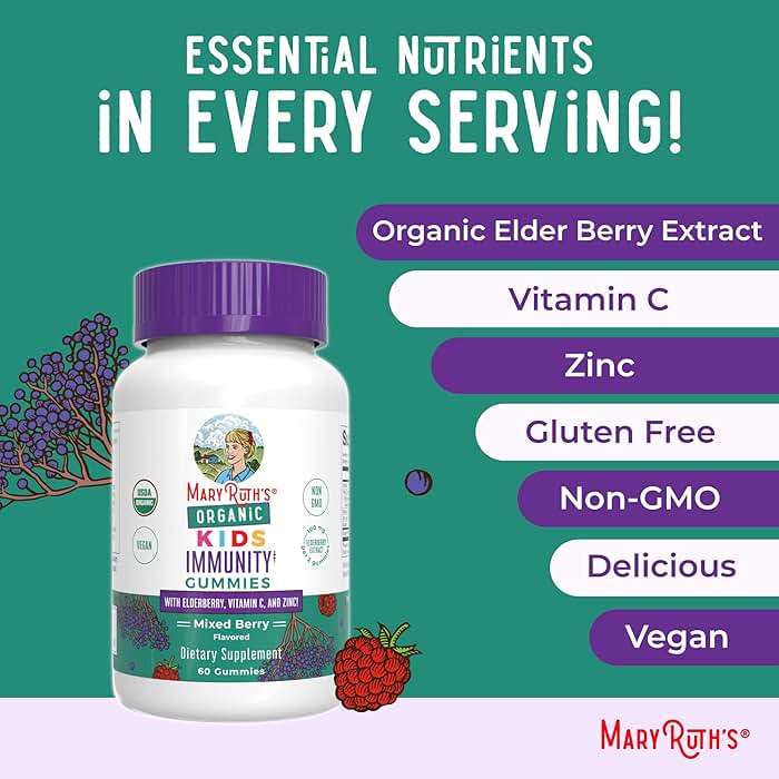 MARYRUTH'S Organics Kids Immune Support Gummies | USDA Organic | Vitamin C, Zinc, and Elderberry Gummies for Kids| Immune Support for Ages 4+ | Vegan | Non-GMO | Gluten Free | 60 Count - Image 7