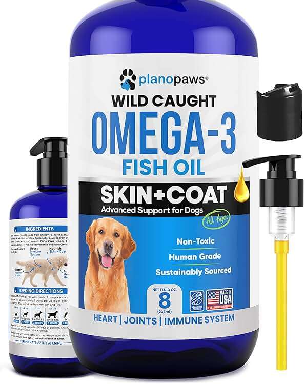 Omega 3 Fish Oil for Dogs - Better Than Salmon Oil - Dog Fish Oil Supplement to Reduce Shedding & Itching - Supports Joints, Brain, and Heart Health - Skin and Coat Supplement - Liquid Fish Oil - Image 1