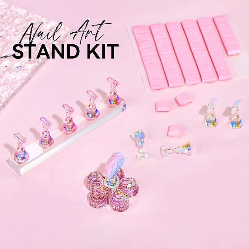 Makartt Nail Stand for Press On Nails Display Practice Art Painting Magnetic Fake Nail Holder for Painting Nails Stand for False Nail Designs with Reusable Putty for Home DIY Beginner Salon Supplies - Image 2