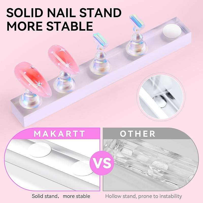 Makartt Nail Stand for Press On Nails Display Practice Art Painting Magnetic Fake Nail Holder for Painting Nails Stand for False Nail Designs with Reusable Putty for Home DIY Beginner Salon Supplies - Image 6