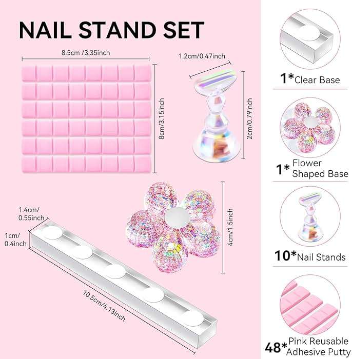 Makartt Nail Stand for Press On Nails Display Practice Art Painting Magnetic Fake Nail Holder for Painting Nails Stand for False Nail Designs with Reusable Putty for Home DIY Beginner Salon Supplies - Image 7