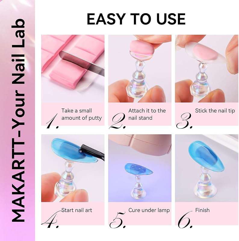 Makartt Nail Stand for Press On Nails Display Practice Art Painting Magnetic Fake Nail Holder for Painting Nails Stand for False Nail Designs with Reusable Putty for Home DIY Beginner Salon Supplies - Image 8