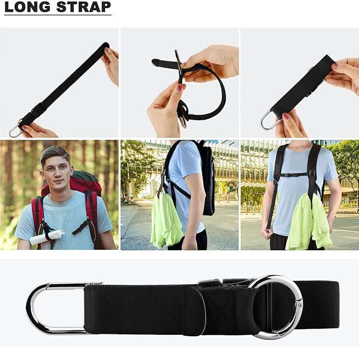 Elastic Jacket Gripper with D-Ring Hook and Buckle, ZINZ D-Ring Hook Baggage Suitcase Straps Belts Travel Accessories, Makes Your Hands Free - Image 3