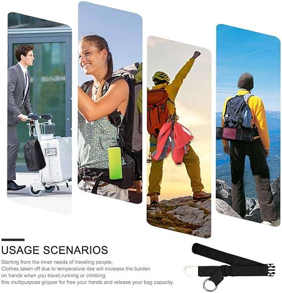 Elastic Jacket Gripper with D-Ring Hook and Buckle, ZINZ D-Ring Hook Baggage Suitcase Straps Belts Travel Accessories, Makes Your Hands Free - Image 4