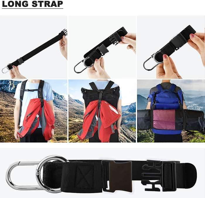 Elastic Jacket Gripper with D-Ring Hook and Buckle, ZINZ D-Ring Hook Baggage Suitcase Straps Belts Travel Accessories, Makes Your Hands Free - Image 5