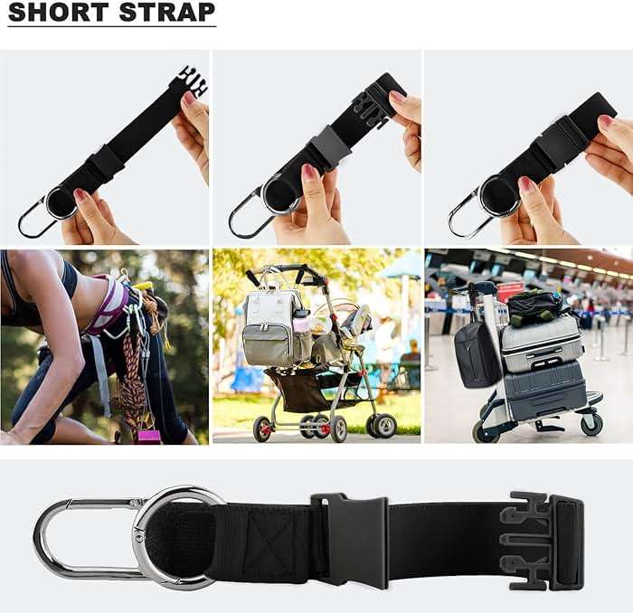 Elastic Jacket Gripper with D-Ring Hook and Buckle, ZINZ D-Ring Hook Baggage Suitcase Straps Belts Travel Accessories, Makes Your Hands Free - Image 6