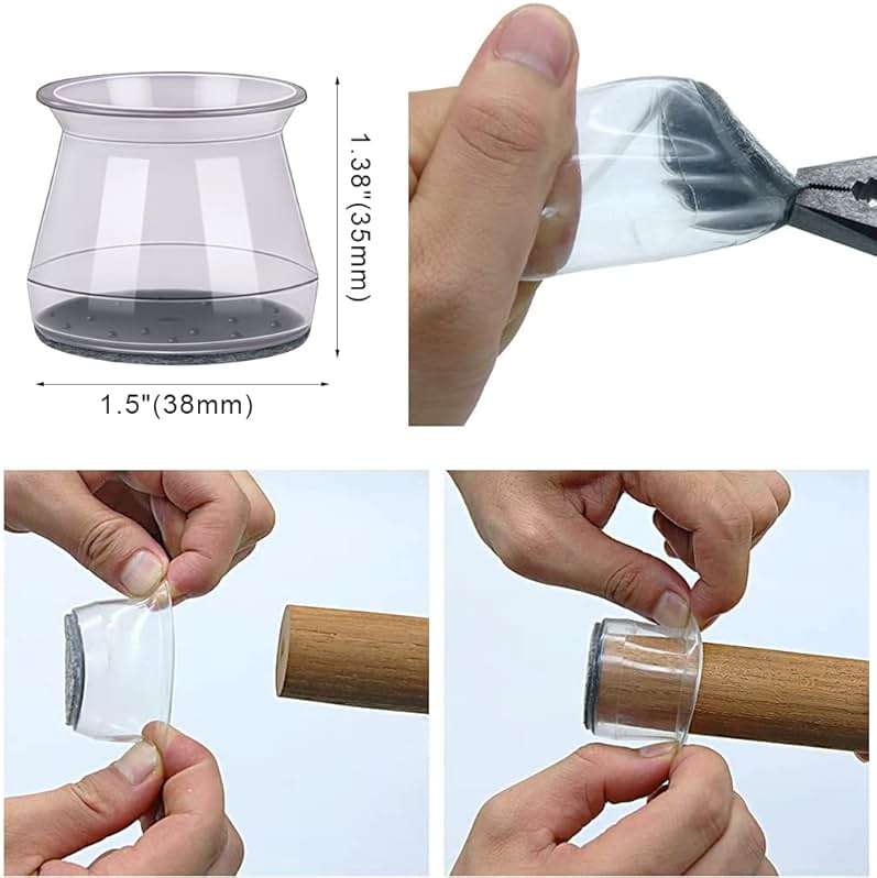BUMACO 40Pcs Chair Leg Floor Protectors Chair Leg Protectors for Hardwood Floors Silicone Pads Covers to Protect Floors Universal L Clear Fit (1-5/16"~2") - Image 2