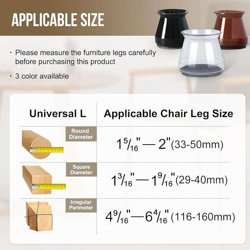 BUMACO 40Pcs Chair Leg Floor Protectors Chair Leg Protectors for Hardwood Floors Silicone Pads Covers to Protect Floors Universal L Clear Fit (1-5/16"~2") - Image 3
