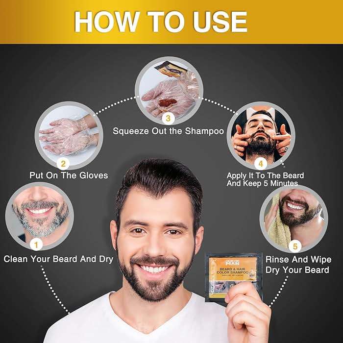 Black Beard Dye for Men - Instant Coloring, Darkening Sideburns, Mustache, and Facial Hair Grooming (10 Pack) - Image 3
