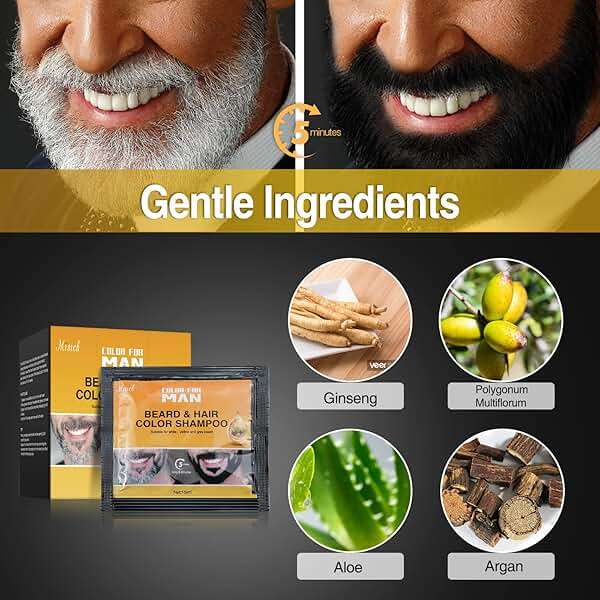 Black Beard Dye for Men - Instant Coloring, Darkening Sideburns, Mustache, and Facial Hair Grooming (10 Pack) - Image 5