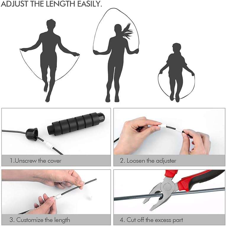 Jump Rope, Tangle-Free Rapid Speed Jumping Rope Cable with Ball Bearings for Women, Men & Kids, Adjustable Steel Jump Rope with Foam Handles for Home Gym Exercise Fitness Workout Equipment & Slim Body - Image 4