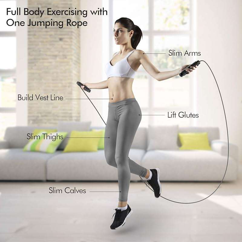 Jump Rope, Tangle-Free Rapid Speed Jumping Rope Cable with Ball Bearings for Women, Men & Kids, Adjustable Steel Jump Rope with Foam Handles for Home Gym Exercise Fitness Workout Equipment & Slim Body - Image 5