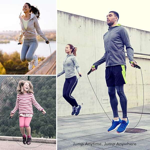 Jump Rope, Tangle-Free Rapid Speed Jumping Rope Cable with Ball Bearings for Women, Men & Kids, Adjustable Steel Jump Rope with Foam Handles for Home Gym Exercise Fitness Workout Equipment & Slim Body - Image 6