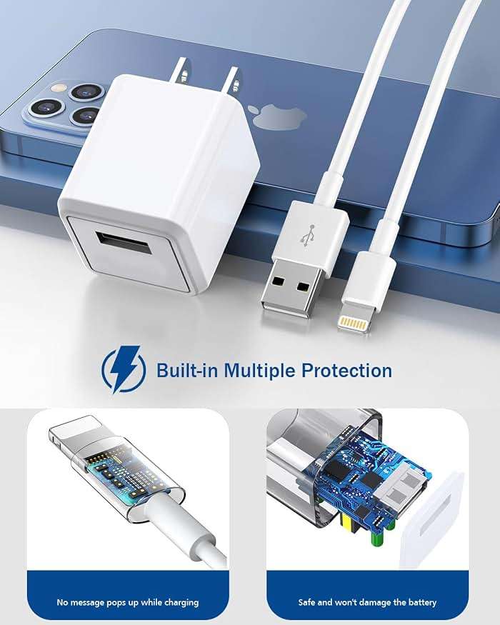 iPhone Charger,Long 6FT iPhone Charger 2Pack i Phone Cord 6feet USB to Lightning Cable Quick Fast Charging Data Sync Cord USB Wall Charge Block Adapter for I Phone14/13/12/11/XS/XR/X/8/7/5/SE2022/iPad - Image 2