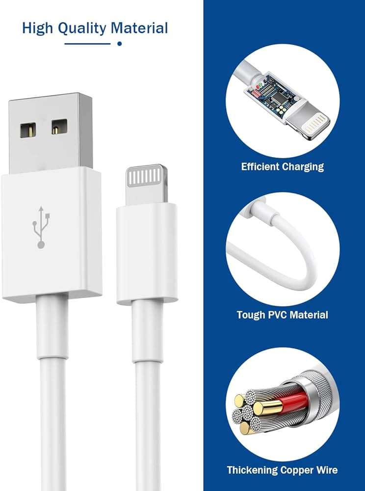 iPhone Charger,Long 6FT iPhone Charger 2Pack i Phone Cord 6feet USB to Lightning Cable Quick Fast Charging Data Sync Cord USB Wall Charge Block Adapter for I Phone14/13/12/11/XS/XR/X/8/7/5/SE2022/iPad - Image 5