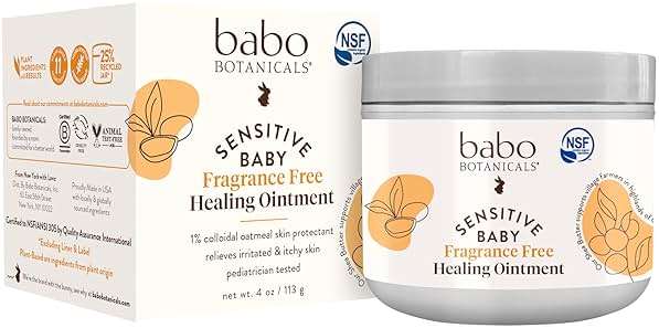 BABO Botanicals Sensitive Baby Fragrance-Free All Natural Healing Ointment - 99% Organic & 1% Colloidal Oat - Steroid-Free - NSF Certified - for Eczema, Irritated/Itchy Skin - Face, Body, Diaper Area - Image 1
