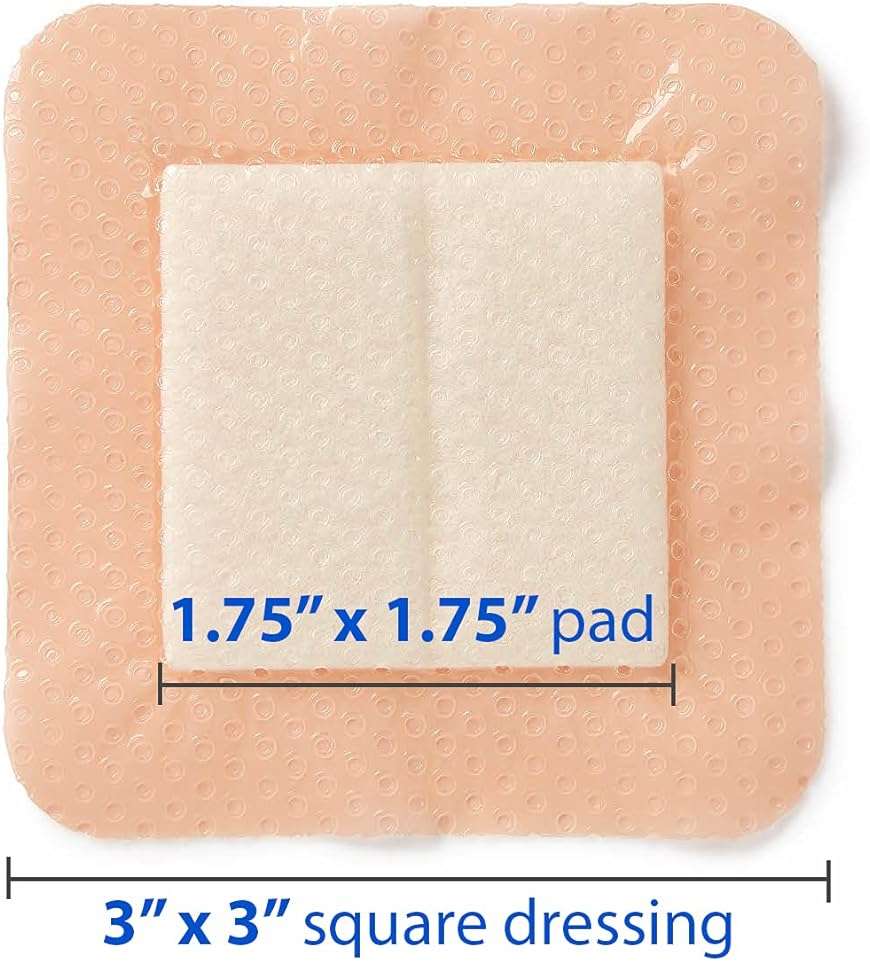 Medline Optifoam Gentle EX Bordered Foam Adhesive Dressing, 3" x 3" Square (10 Count) - Image 3