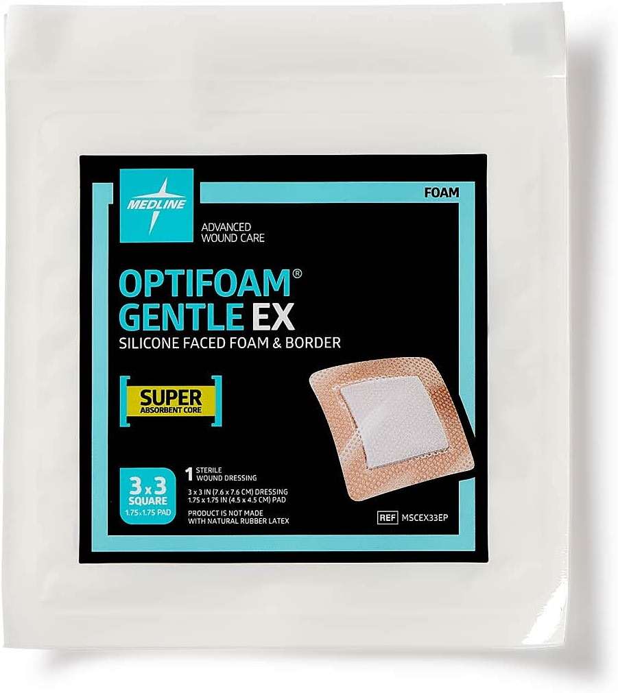 Medline Optifoam Gentle EX Bordered Foam Adhesive Dressing, 3" x 3" Square (100 Count) - Image 6