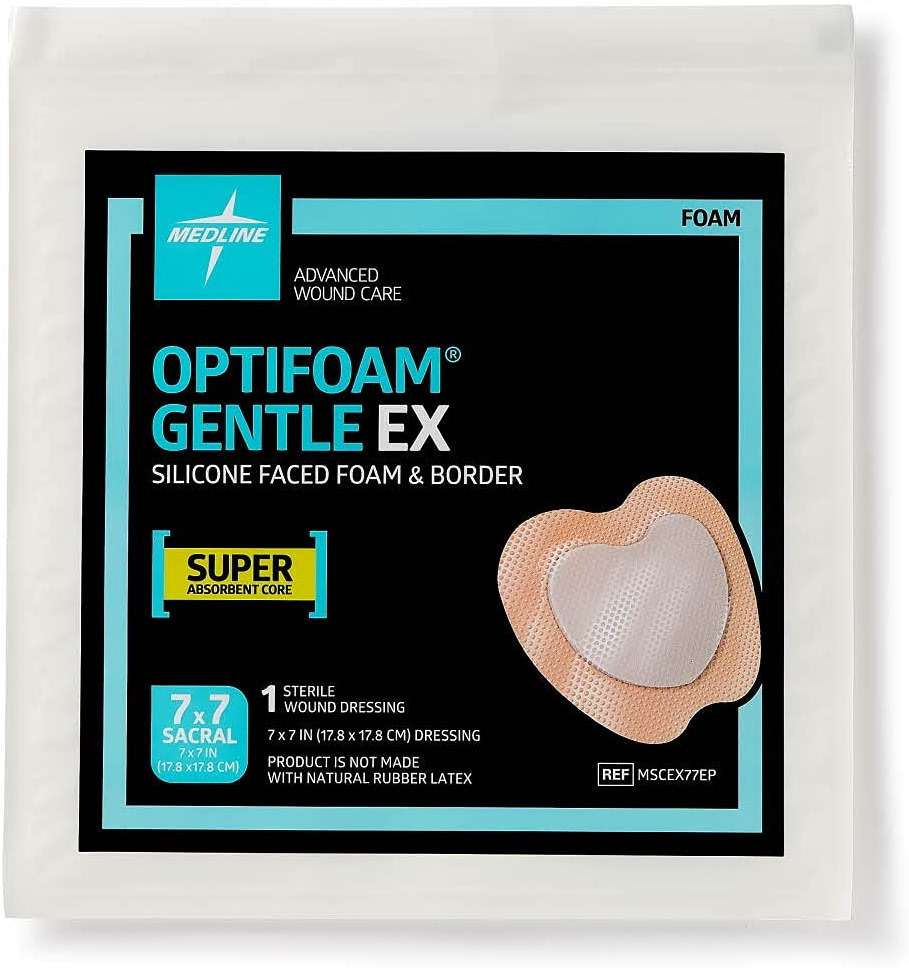 Medline Optifoam Gentle EX Bordered Foam Adhesive Dressing, 7" x 7" Sacral (5 Count) - Image 6