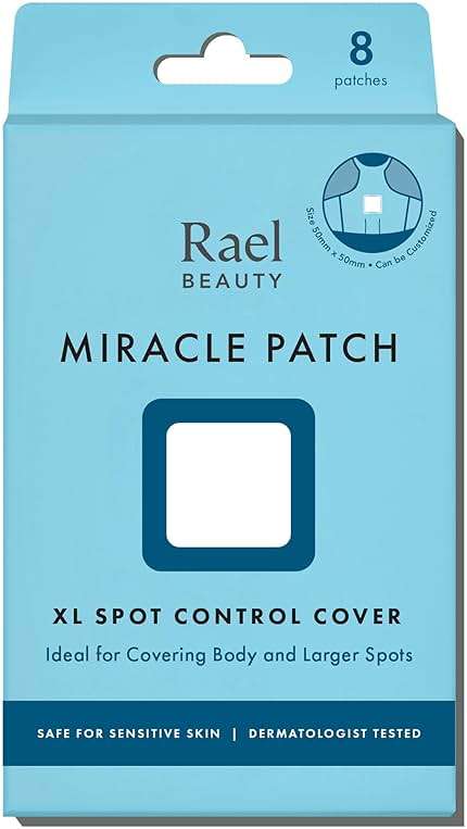 Rael Pimple Patches, Miracle XL Spot Control Cover - Hydrocolloid Acne Pimple Patch for Face, Zits & Blemish, Back and Body, Korean Skin Care (8 Count) - Image 1