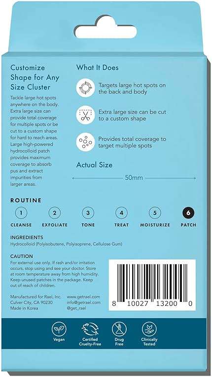 Rael Pimple Patches, Miracle XL Spot Control Cover - Hydrocolloid Acne Pimple Patch for Face, Zits & Blemish, Back and Body, Korean Skin Care (8 Count) - Image 8