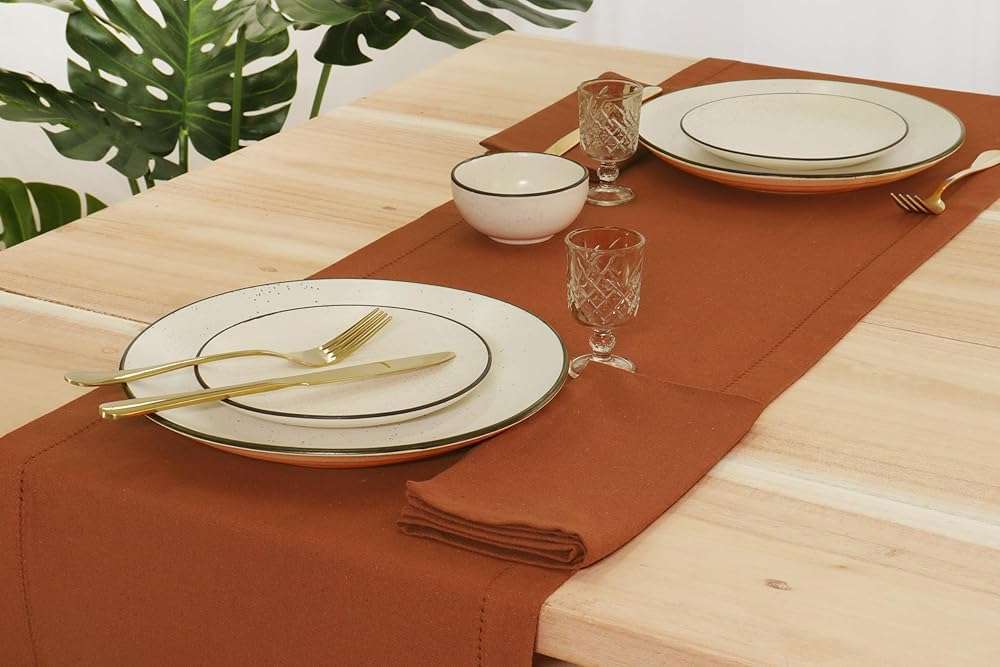PurpleEssences Rust Set of 12 Cloth Dinner Napkins 100% Cotton 18x18 Inch - Soft Durable Washable - Ideal for Farmhouse Party Spring Easter Summer - Perfect Everyday Use Table Linen - Rust - Image 2