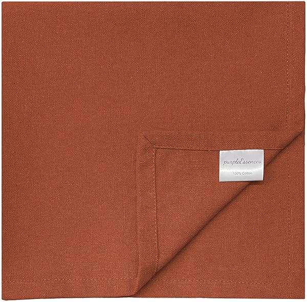 PurpleEssences Rust Set of 12 Cloth Dinner Napkins 100% Cotton 18x18 Inch - Soft Durable Washable - Ideal for Farmhouse Party Spring Easter Summer - Perfect Everyday Use Table Linen - Rust - Image 6
